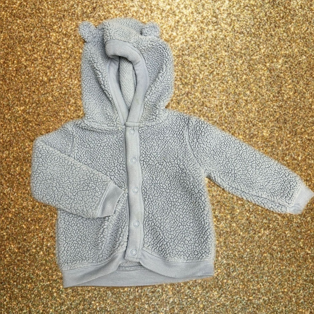 Carters 12 Months Light Blue Sweater Hooded Bear Ears (0245)